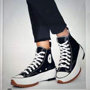 Converse Run Star Black/White/Gum Platform High-Tops - Size 5.5 / 36